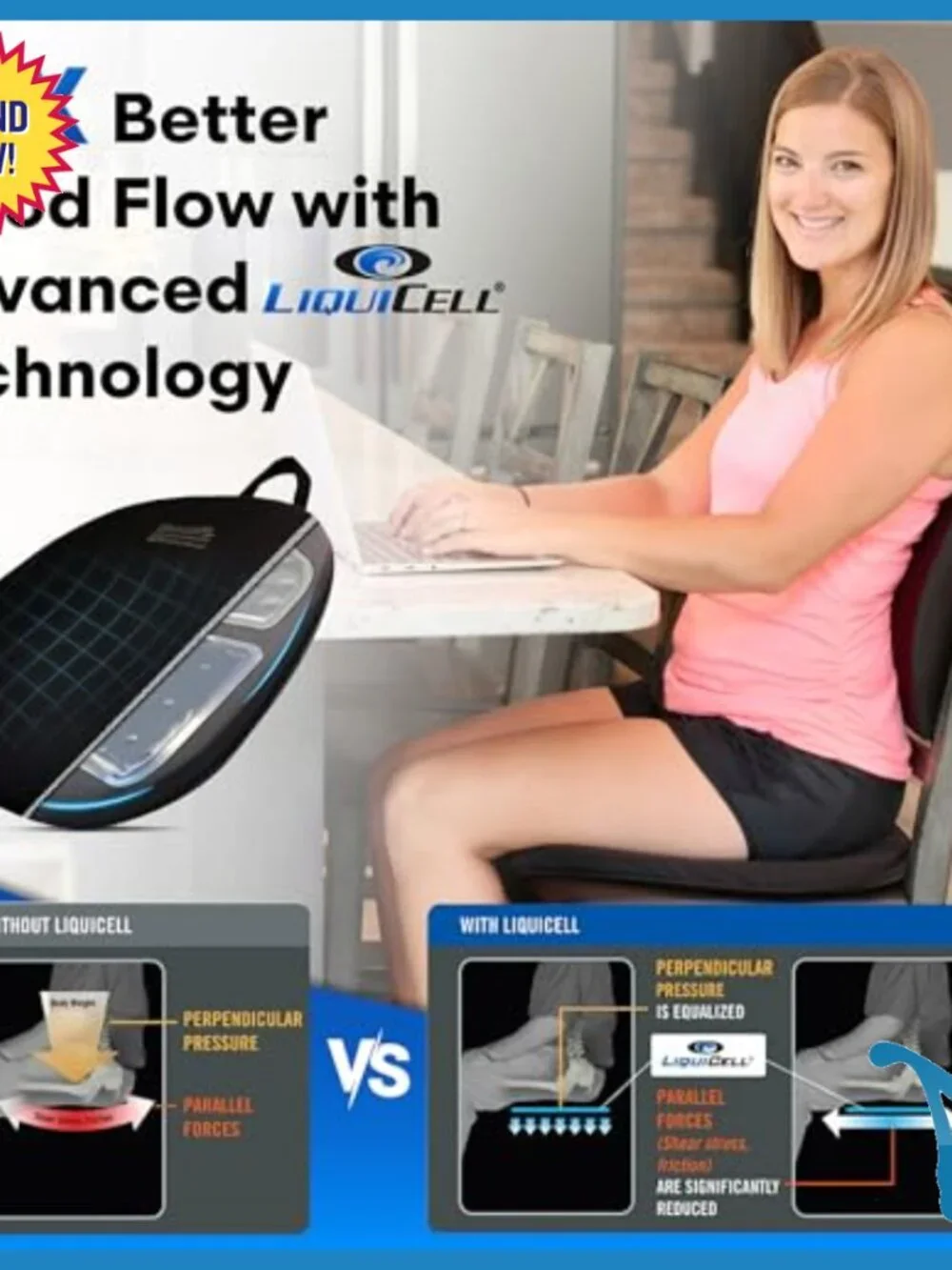 Thin Orthopedic Travel Seat Cushion for Sciatica Back Pain Relief